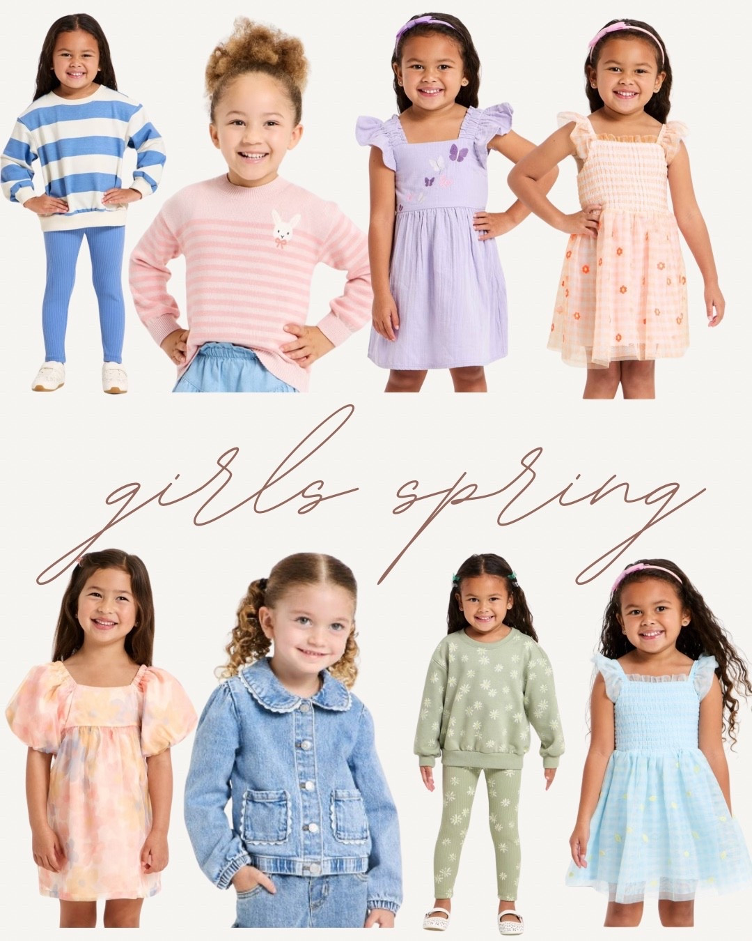 Toddler girls spring clothes, spring dress, Easter dress for little girls, sweater and leggings set, floral, stripes, peach, light blue, olive green, pastel purple, butterfly, denim jacket, Easter bunny sweater 

#LTKKids #LTKBaby #LTKSeasonal