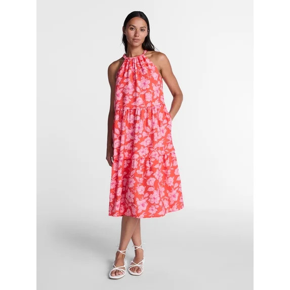Time and Tru Women's Braided Neck Midi Dress, Sizes XS-XXXL | Walmart (US)