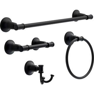 Chamberlain 4-Piece Bath Hardware Set 24 in. Towel Bar, Toilet Paper Holder, Towel Ring, Towel Ho... | The Home Depot
