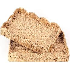 LASIDO Water Hyacinth Handwoven Seagrass Tray with Scalloped Edge and Handles (17x13x3in) Rectang... | Amazon (US)