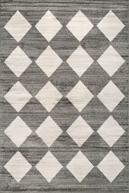 Grey Kayla Checkerboard Tiled Area Rug | Rugs USA