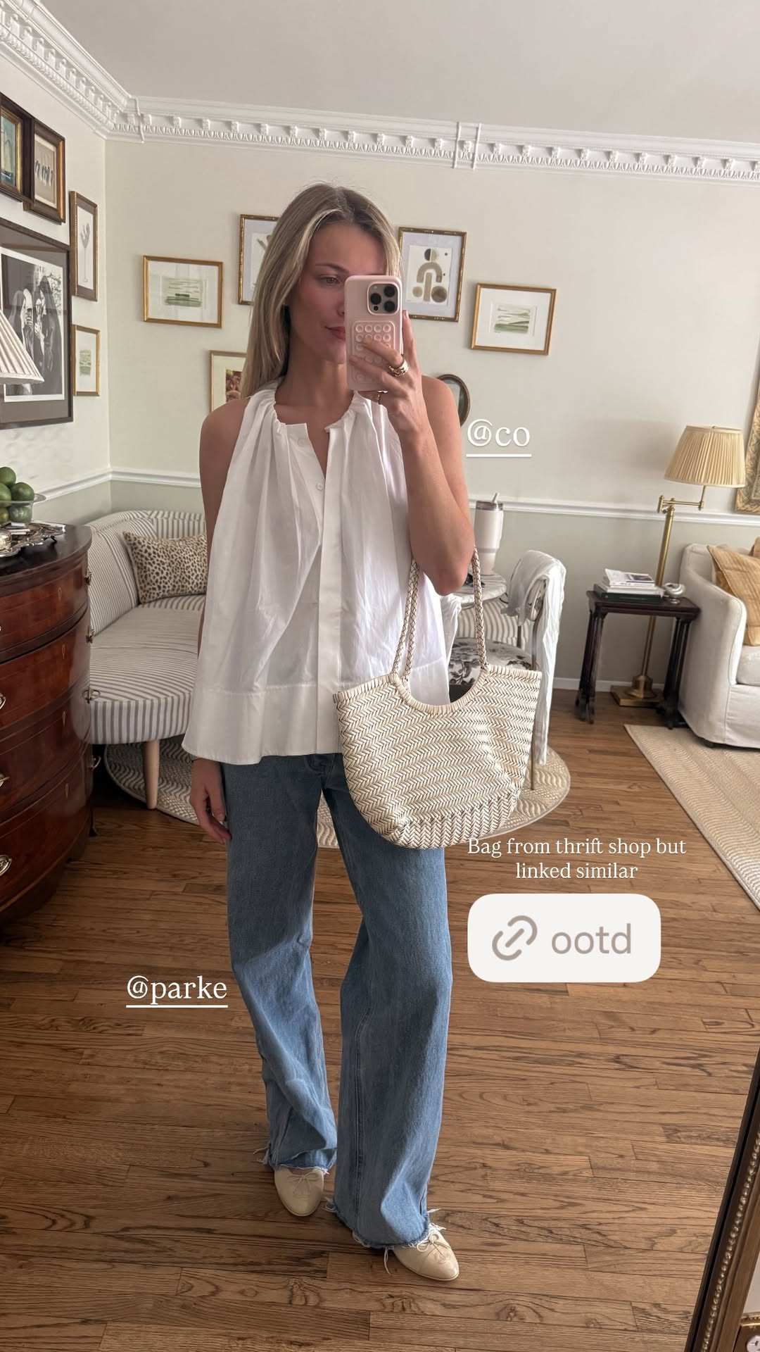 Easy summer outfit formula lately: a breezy white top, a woven bag, and these Parke jeans I keep reaching for.🤍

Parke jeans
summer outfit
elevated casual
casual chic
neutral outfit
woven bag 

 #LTKgrwm #LTKootd #LTKSeasonal