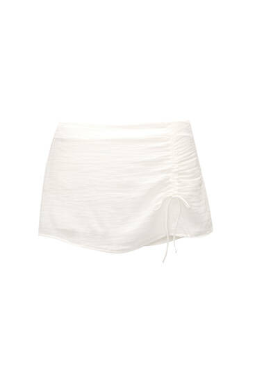 Linen blend gathered mini skirt with ties - pull&bear | PULL and BEAR UK