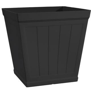 Classic Home & Garden Hanover 14 in. Black Resin Beadboard Self-Watering Square Planter HD1423D-0... | The Home Depot