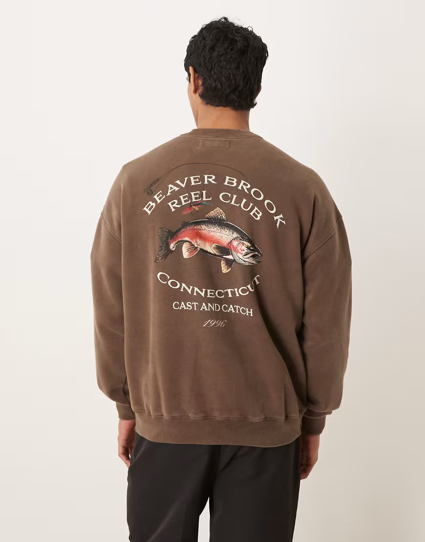Abercrombie & Fitch embriodered graphic logo sweatshirt in brown | ASOS (Global)