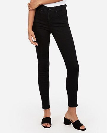 High Waisted Denim Perfect Black Ankle Leggings | Express