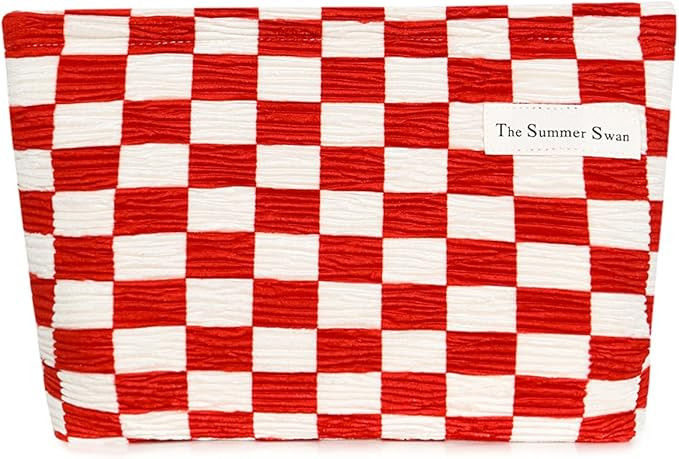 The Summer Swan | Large Aesthetic | Checkered Makeup Bag | Pencil Pouch | Period Kit Bag | Hygien... | Amazon (US)