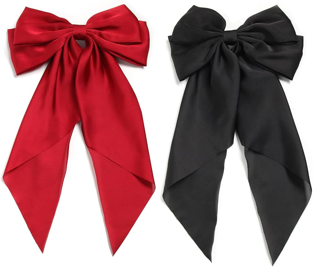 SUSULU Bow Hair Barrettes Clips for Women Bows Hair Slides Metal Clips Long Tail Satin Silky Hair... | Amazon (US)