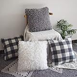 Hoplee Decorative Throw Pillow Covers White Decorative Pillows Grey Buffalo Plaid Black and White Fu | Amazon (US)