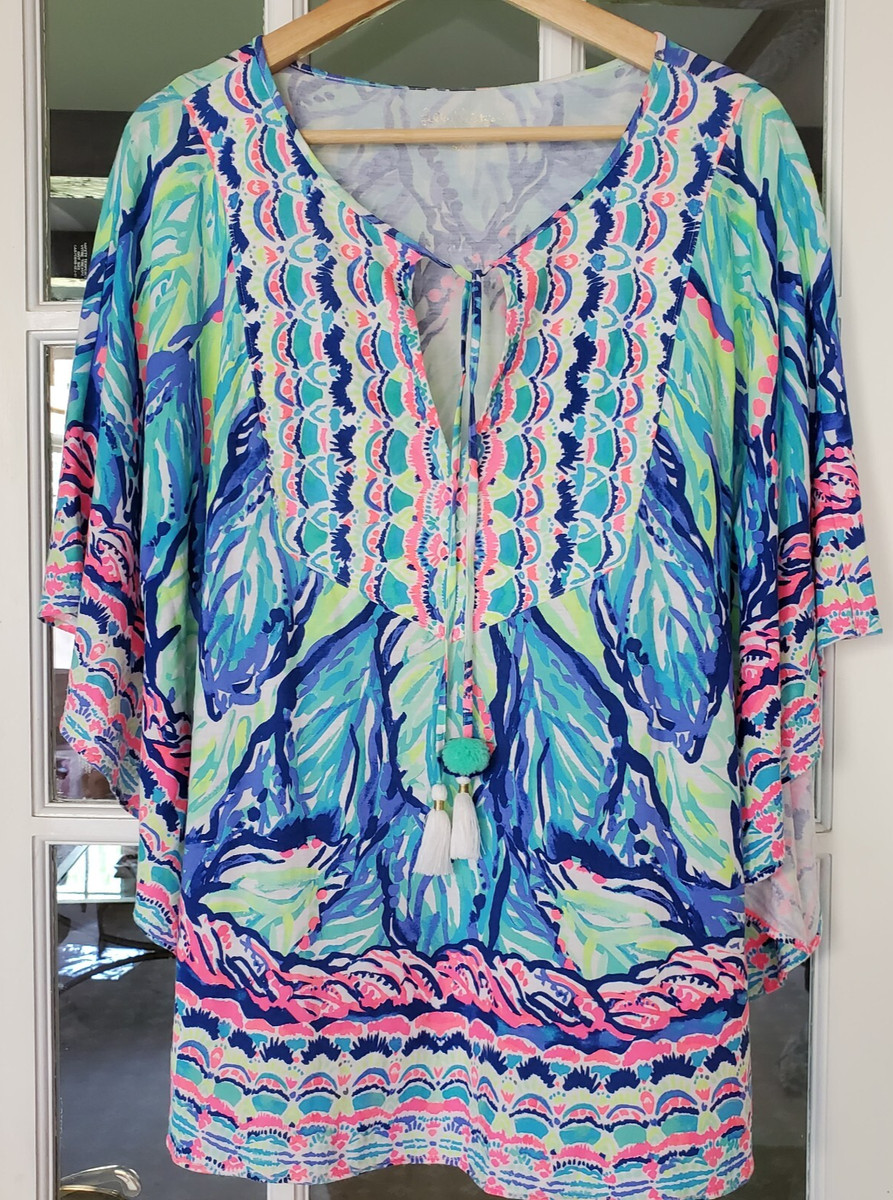 Lilly Pulitzer Britta Caftan Tunic Top Hidden In The Leaves Size S/M (04041C) | eBay US