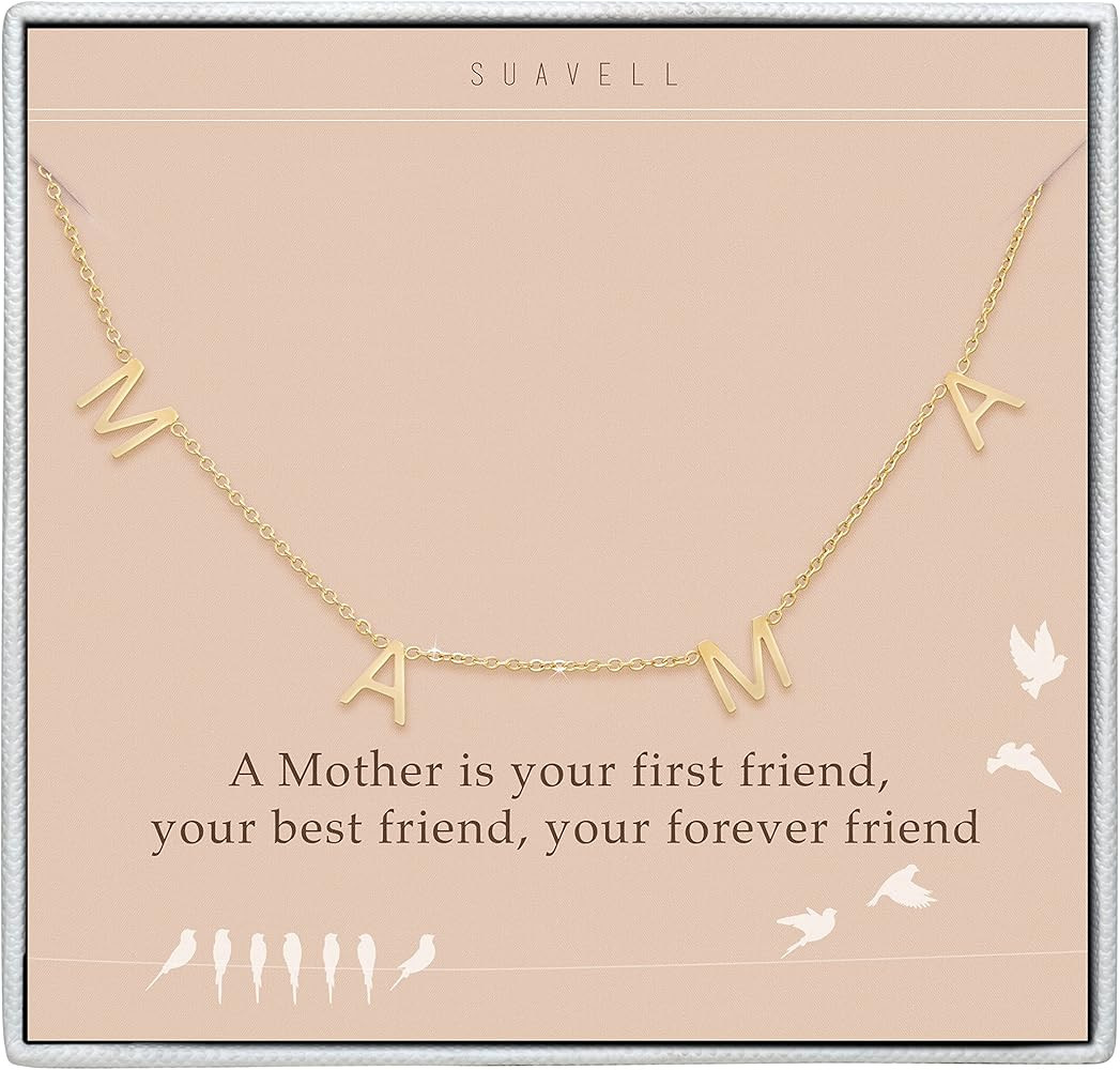 Suavell Mama Necklace - Gold Dipped Momma Necklace for Women - Expecting Mom Gift - For New Mothe... | Amazon (US)