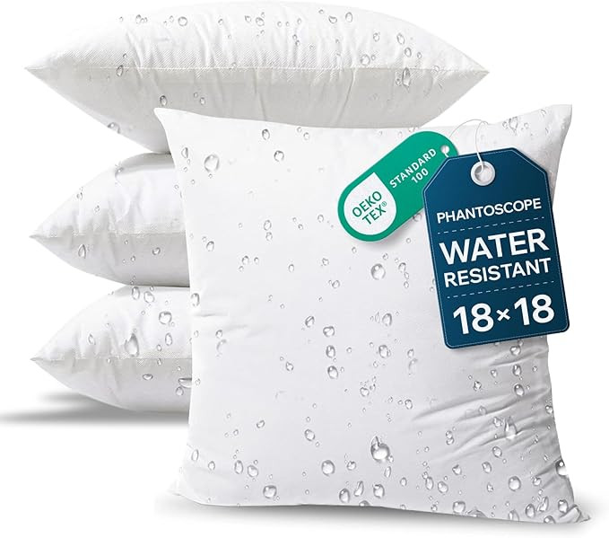 Phantoscope 18 x 18 Pillow Inserts - Pack of 4 Outdoor Water Resistant Throw Pillow Inserts Hypoa... | Amazon (US)