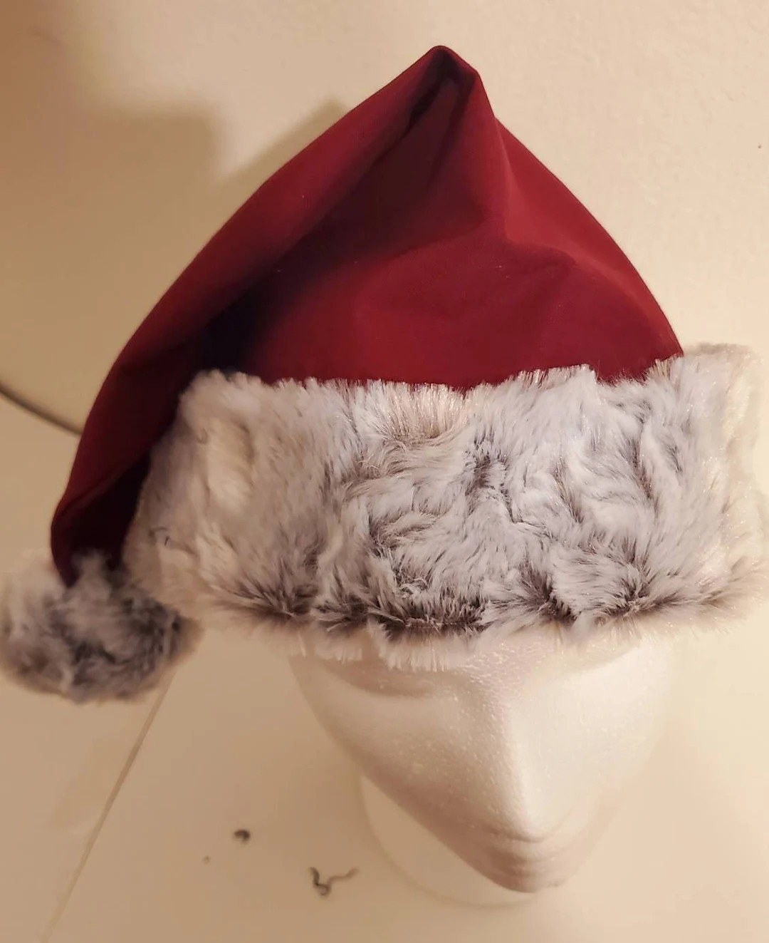 Burgundy and gray Santa hat | Etsy (US)