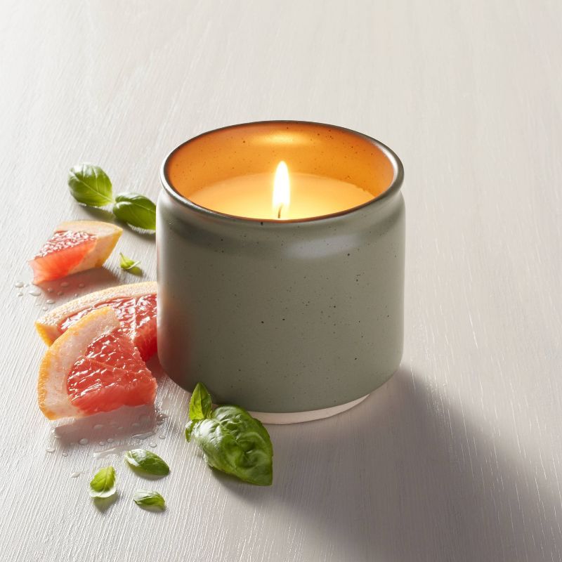 Speckled Ceramic Grapefruit Basil Jar Candle Sage Green - Hearth & Hand™ with Magnolia | Target