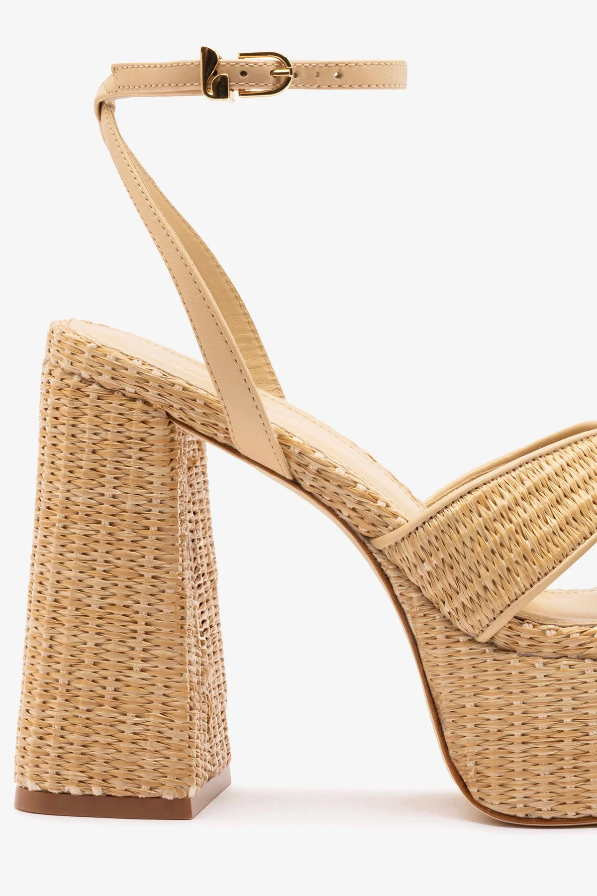 Dolly X Platform Sandal In Natural Raffia | Larroude
