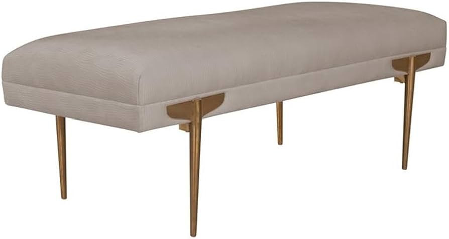 MAKLAINE Velvet Upholstered Bench, 19.6" H x 53.5" W x 22" D, Stainless Steel Legs, Beige and Gol... | Amazon (US)