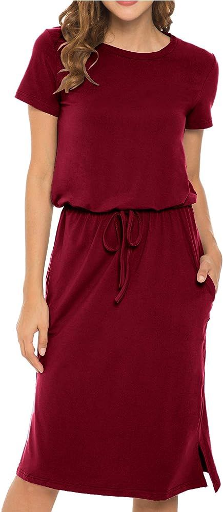 Women's Modest Work Casual Midi Dress with Pockets | Amazon (US)