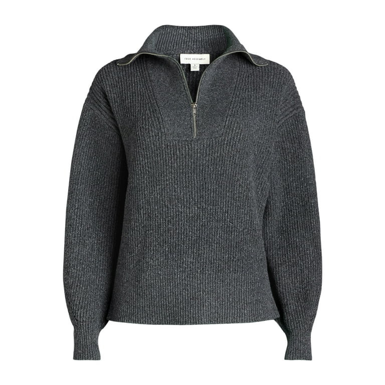 Free Assembly Women’s Half Zip Sweater with Long Sleeves, Midweight, Sizes XS-XXL - Walmart.com | Walmart (US)