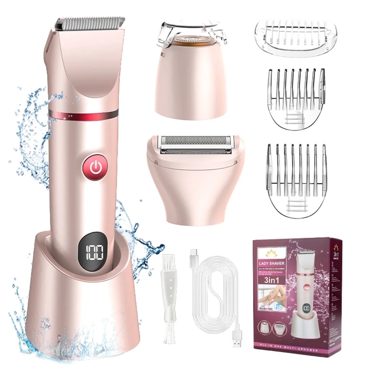 Bikini Trimmer for Women, 3 in 1 Electric Razors for Women, IPX7 Waterproof Wet Dry Body Shaver P... | Walmart (US)