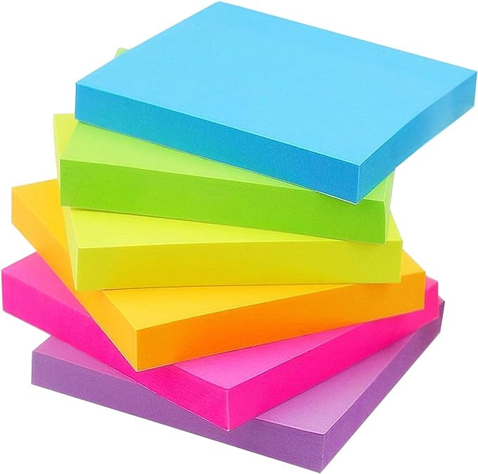 Early Buy Sticky Notes 6 Bright Color 6 Pads Self-Stick Notes 3 in x 3 in, 100 Sheets/Pad | Amazon (US)