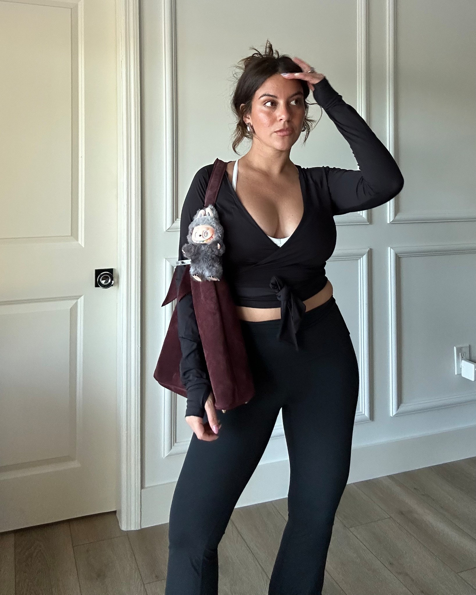 Matt Pilates wrap top & double layer flare leggings 🖤☕️

#LTKActive #LTKStyleTip #LTKPetite