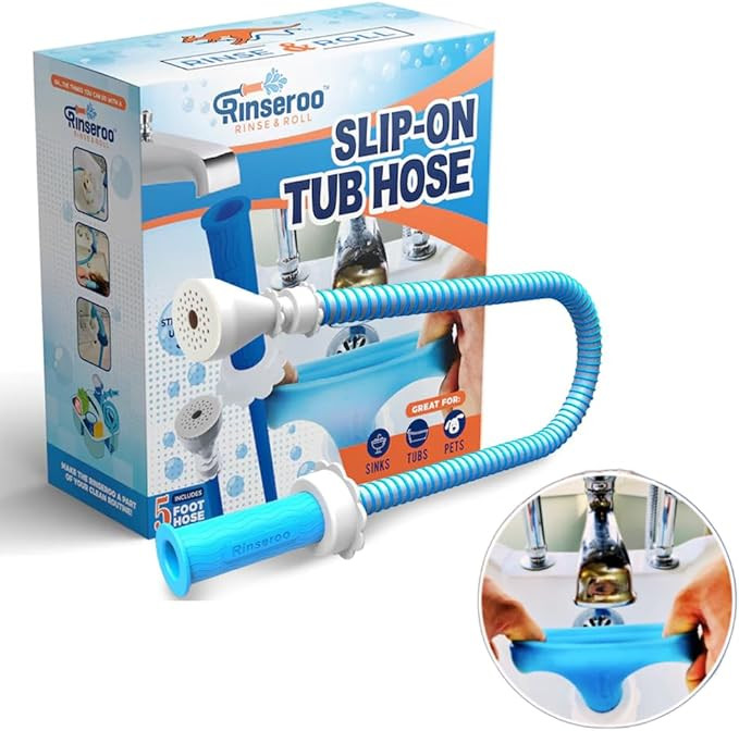 Rinseroo: Slip-On Tub Hose – As Seen on Shark Tank – 5ft Flex Bathtub Faucet Sprayer – Easy... | Amazon (US)