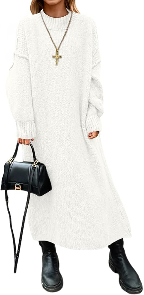 Saodimallsu Womens Oversized Sweater Dress Mock Neck Long Sleeve Casual Warm Chunky Knit Fall Win... | Amazon (US)