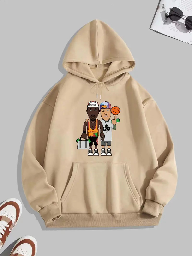 Men's Long Sleeve Comic Portrait Basketball Pattern Print,Hoodies Street Casual Sports And Fashio... | Temu Affiliate Program