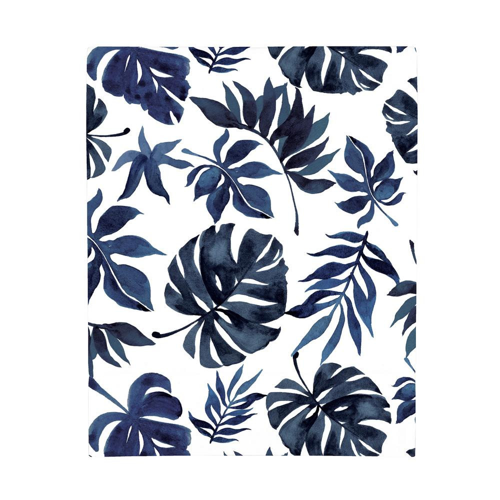 NoJo Super Soft Blue and White Palm Leaf Polyester Nursery Crib Fitted Sheet-3047003 - The Home D... | The Home Depot