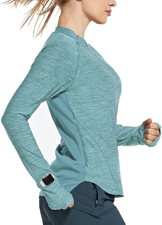 BALEAF Women's Long Sleeve Running Shirts Quick Dry Lightweight Pullover Workout Tops Athletic T-... | Amazon (US)