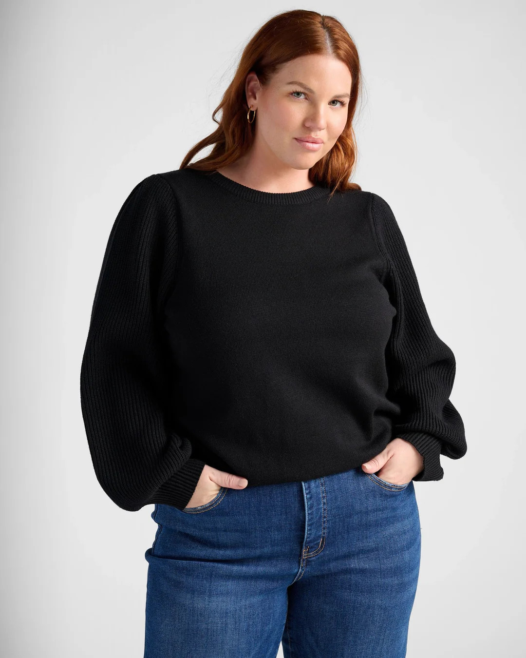 Plus Size Pacific Puff Shoulder Crew Neck Sweater | Seventy Eight and Sunny