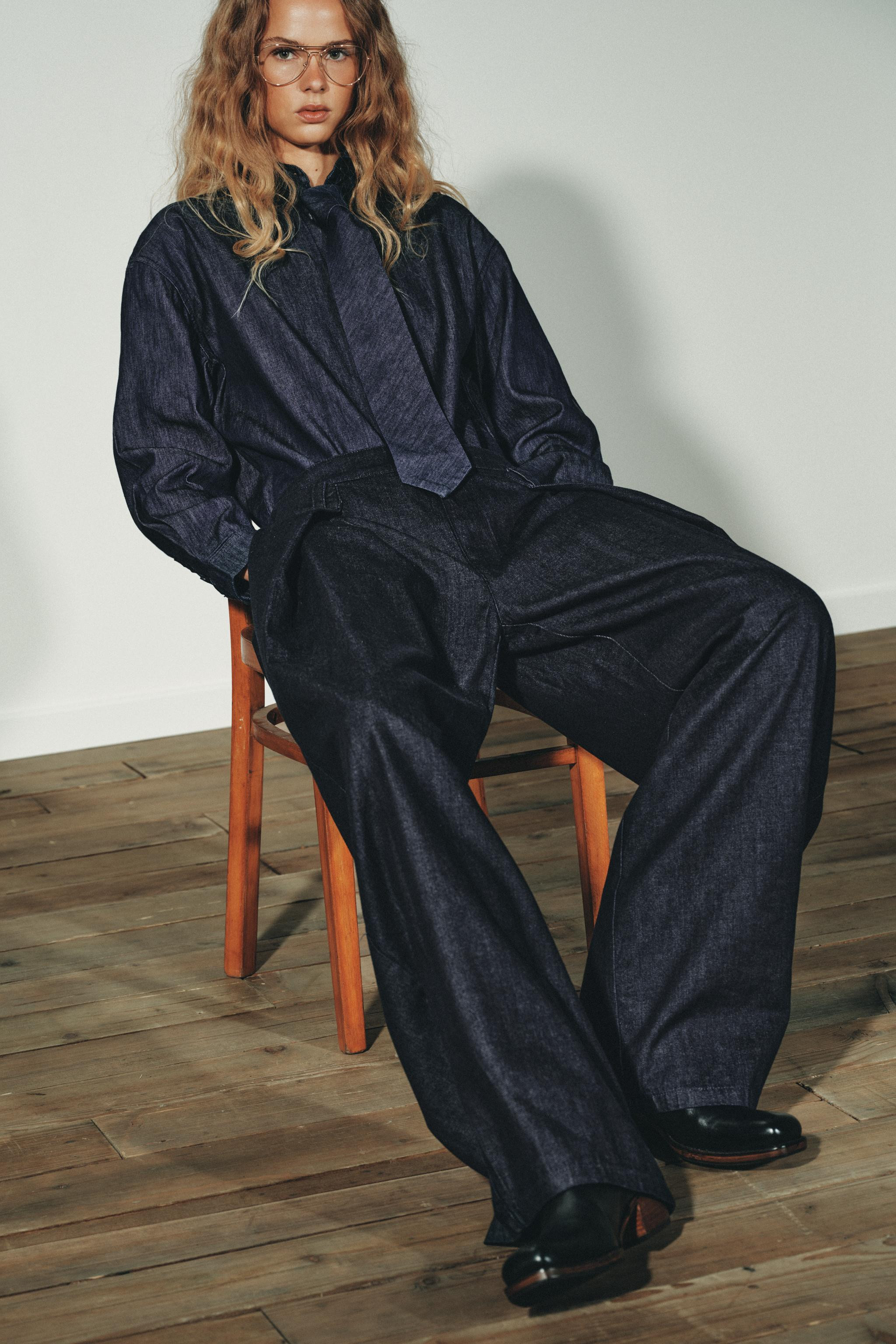 PLEATED FAUX DENIM PANTS | Zara US