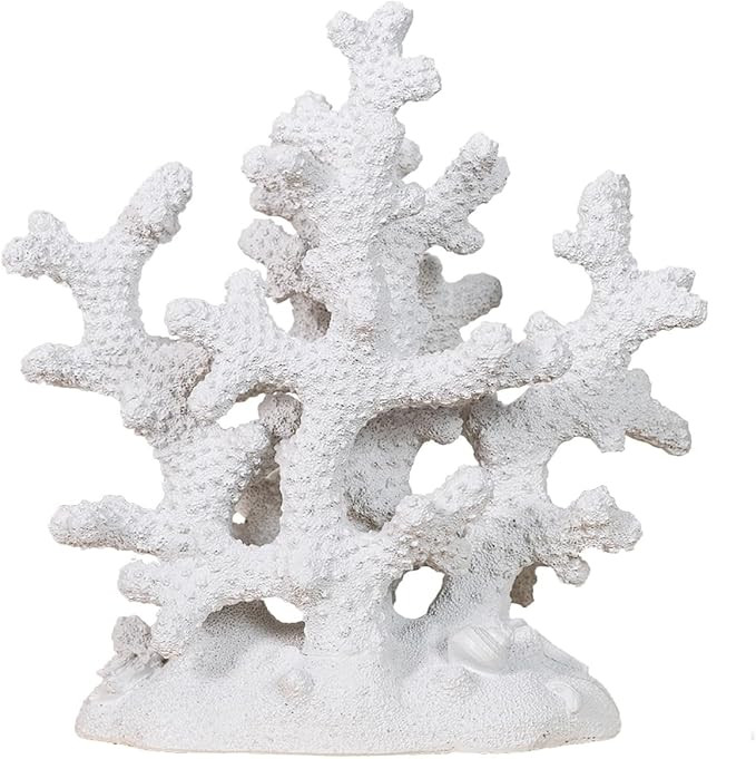 7.1" H White Coral Decor, Resin Statue, Nautical Decorations for Home, Bedroom, Bathroom, Living ... | Amazon (US)