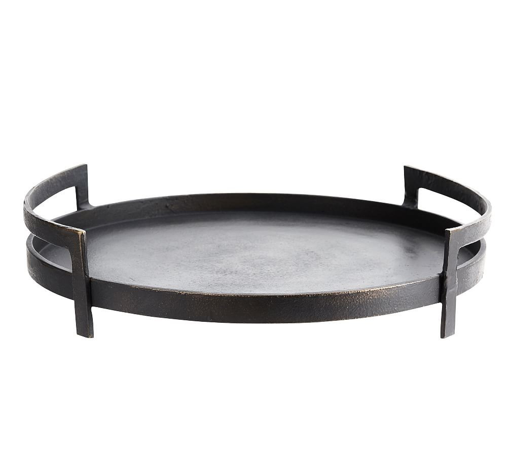 PB BARRETT CAST CANDLE TRAY: ROUND: BRONZE | Pottery Barn (US)