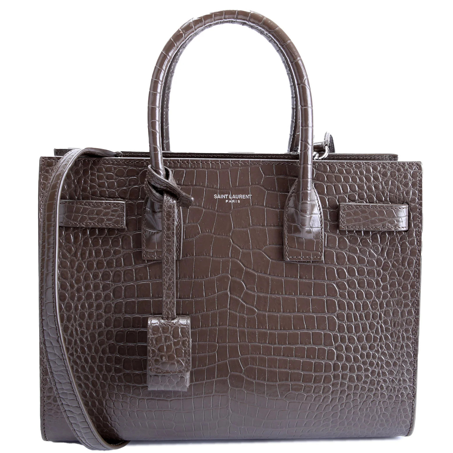 Sac De Jour Baby Crocodile Embossed 421863 Brown | Keeks Designer Handbags