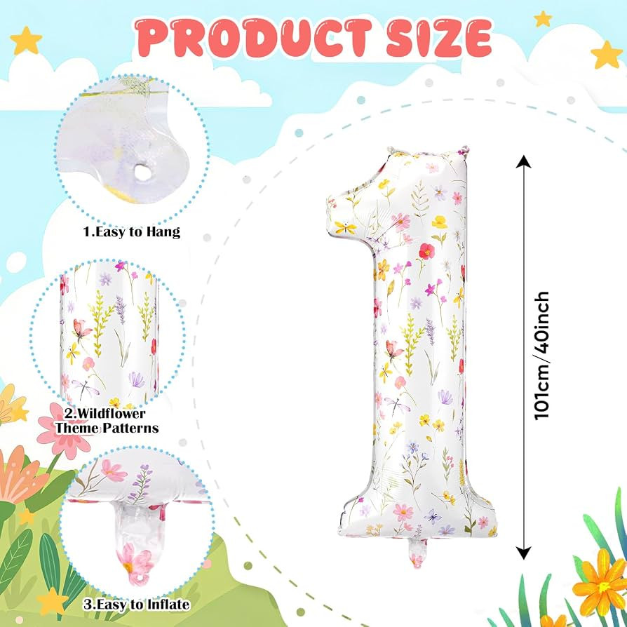 Jenaai Wild Flower 1 Balloon Fairy First Birthday Decorations | Amazon (US)