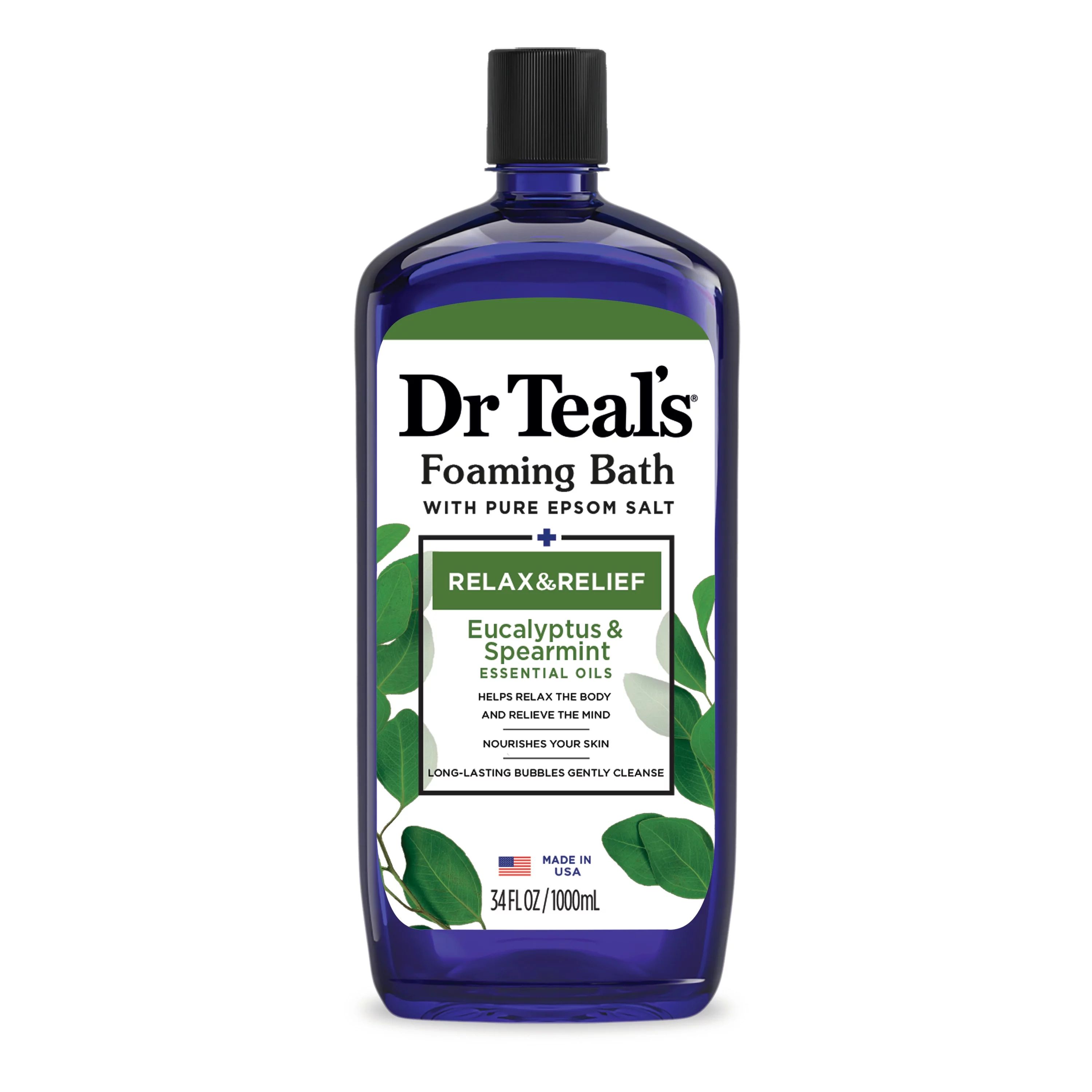 Dr Teal's Foaming Bath with Pure Epsom Salt, Relax & Relief with Eucalyptus & Spearmint, 34 fl oz... | Walmart (US)