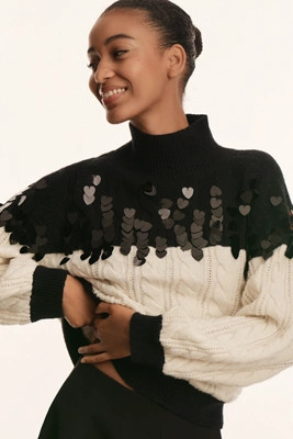 Maeve Colorblock Sequin Chunky Sweater | Anthropologie (US)