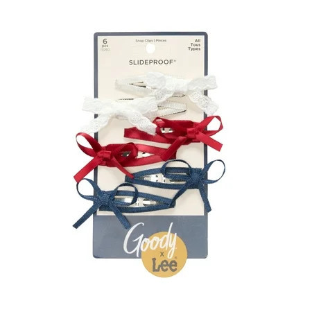 Goody x Lee Pain-Free Bow Snap Hair Clips – Strong Grip All Hair Types 6 Count | Walmart (US)