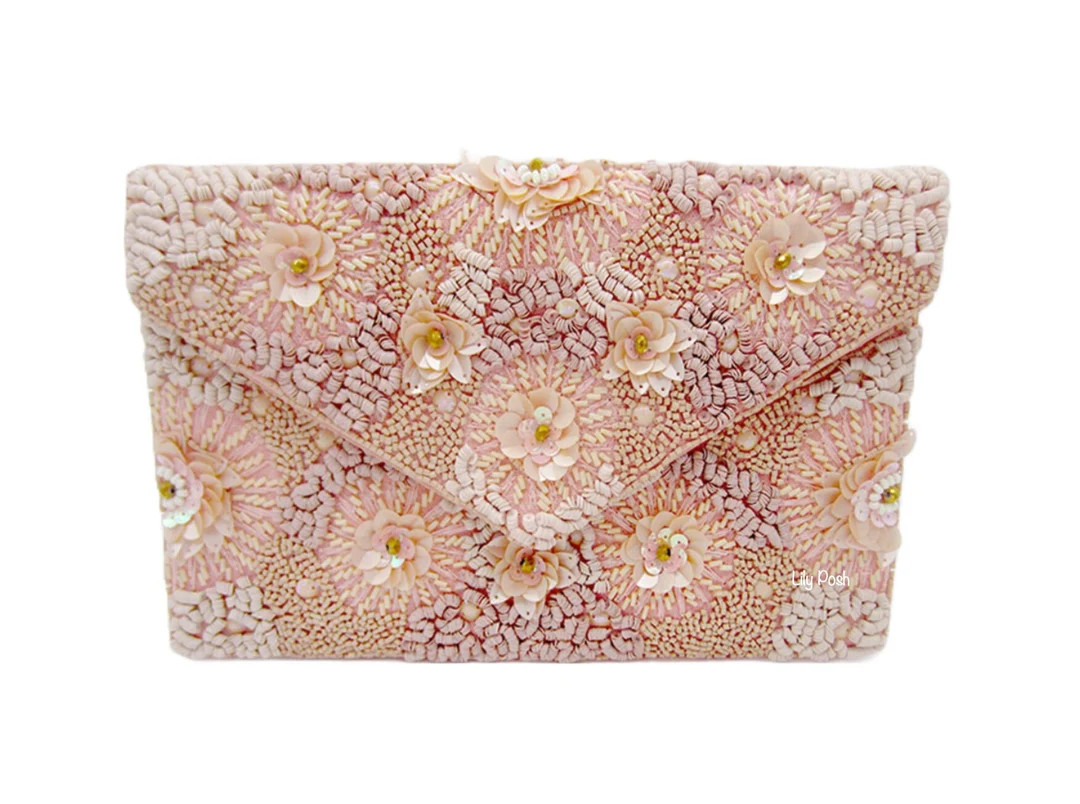 NEW! Floral Beaded Clutch Bag, Seed Bead Crossbody Bag, Sequin Beaded Clutch Bag, Gift for Her, G... | Etsy (US)