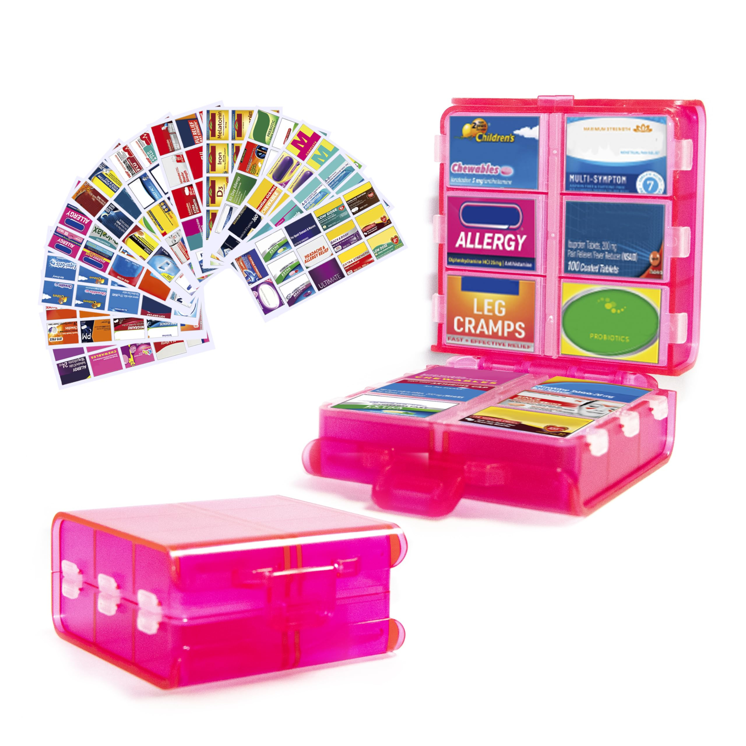 Large Pill Organizer with Medicine Labels, Pill Dispenser 12-Compartment Travel Medication Storag... | Amazon (US)