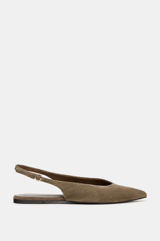 POINTED TOE SPLIT SUEDE SLINGBACK SHOES | Zara UK
