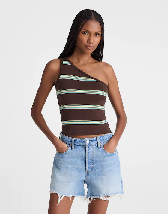 Madewell x Shopbop '90s One-Shoulder Tank in Compact Cotton | Madewell