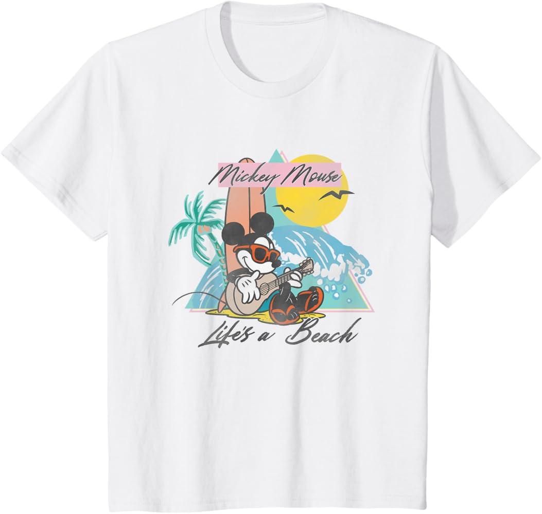 Disney Mickey And Friends Mickey Mouse Life's A Beach Logo Men Women Girls Kids T-Shirt | Amazon (US)