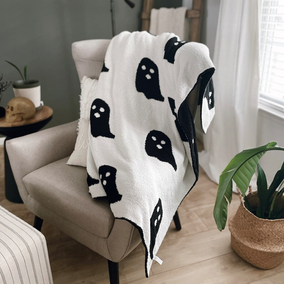 Ghost Luxury Blanket, Reversible Halloween Blanket, Ghost Throw, Halloween Throw Blanket | Etsy (US)