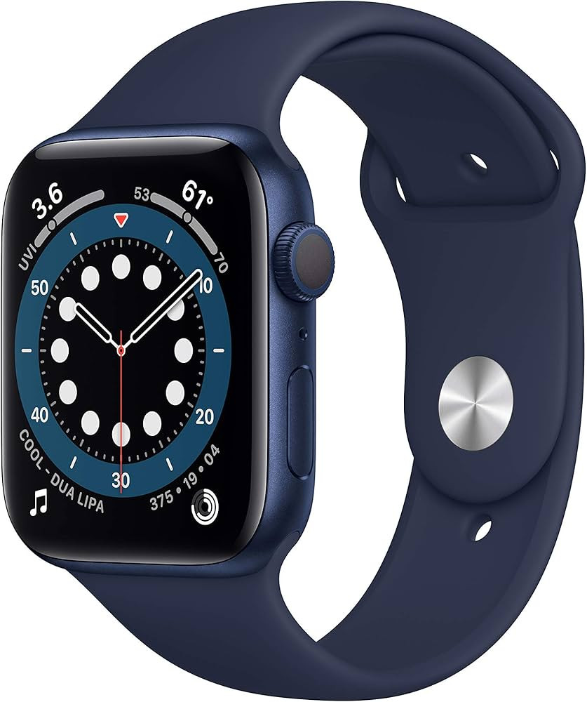 New Apple Watch Series 6 (GPS, 44mm) - Blue Aluminum Case with Deep Navy Sport Band (Renewed) | Amazon (CA)