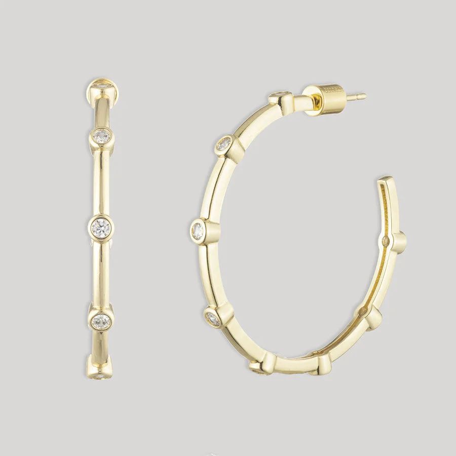 Diana Crystal Large Hoop Earrings | BONHEUR JEWELRY