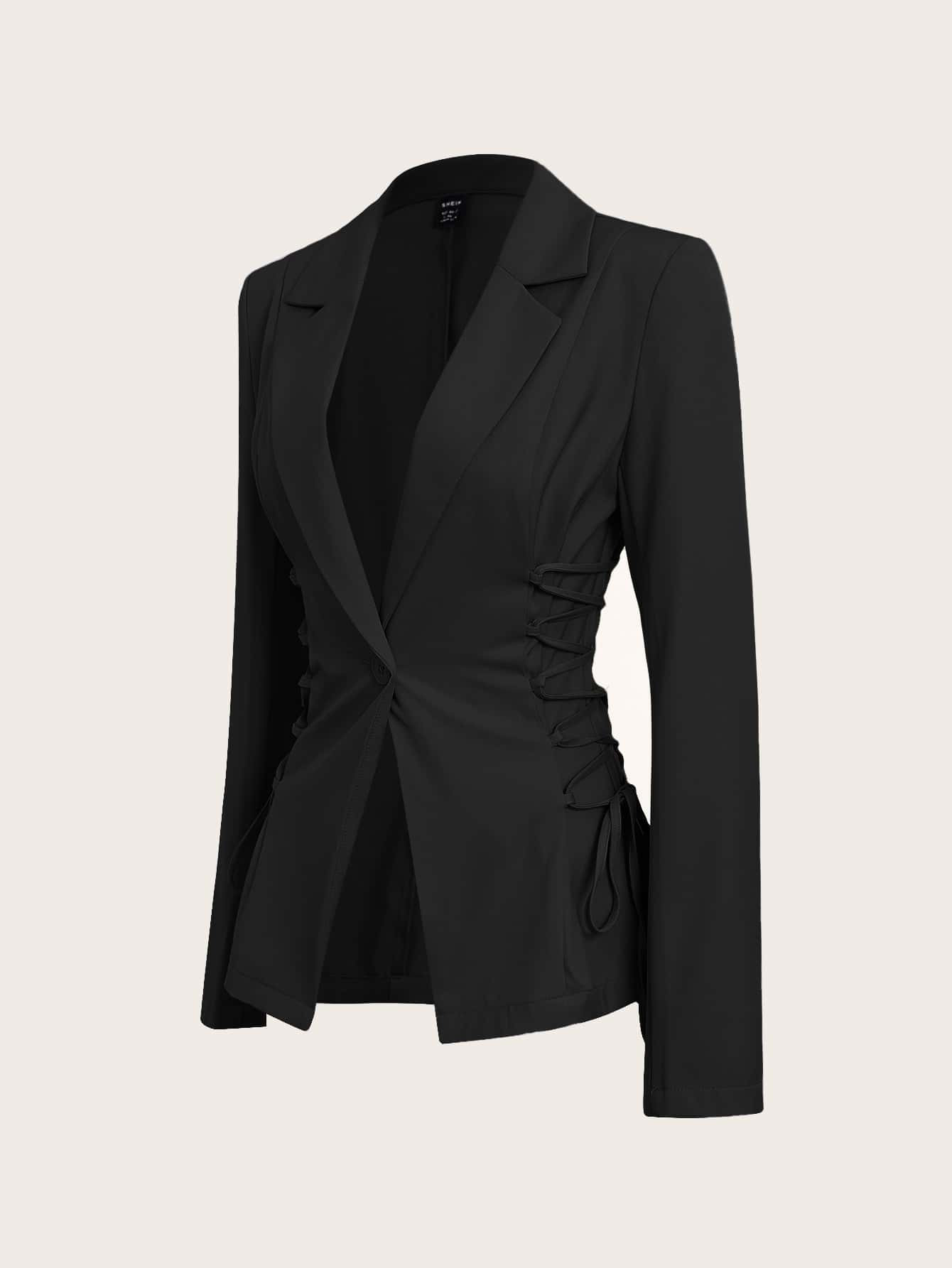 SHEIN EZwear Lace Up Side Solid Blazer | SHEIN