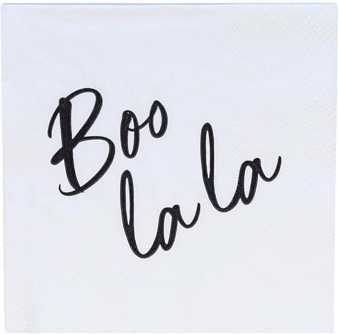 Bonjour Fête Boo La La Cocktail Napkins, Pack of 20, 5" | Spooky chic design, for Halloween part... | Amazon (US)