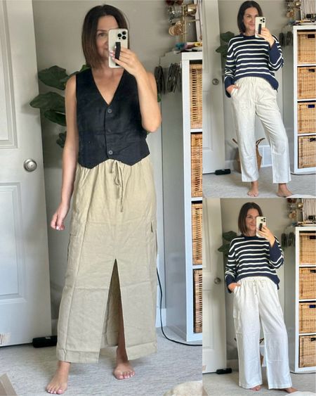 New Gap order!
Vest, skirt and sweater are 40% off!
Wearing my usual size S in the vest and sweater, S tall in the skirt (not sure why I ordered tall, I don’t love this length on me)
Linen pants are not on sale, the top pair I don’t love, they aren’t my preferred wide straight leg and it has an elastic waist but with a zipper not drawstring.
The bottom pair are really cute and comfortable but somehow I got M which are way too big


#LTKsalealert #LTKover40 #LTKstyletip